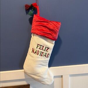 Festive Christmas Stocking with Feliz Navidad Embroidery Martha Stewart